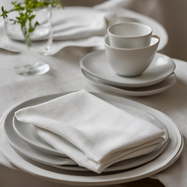 Alternative view of Fazinettel Stoffserviette aus Bio Leinen - weiß